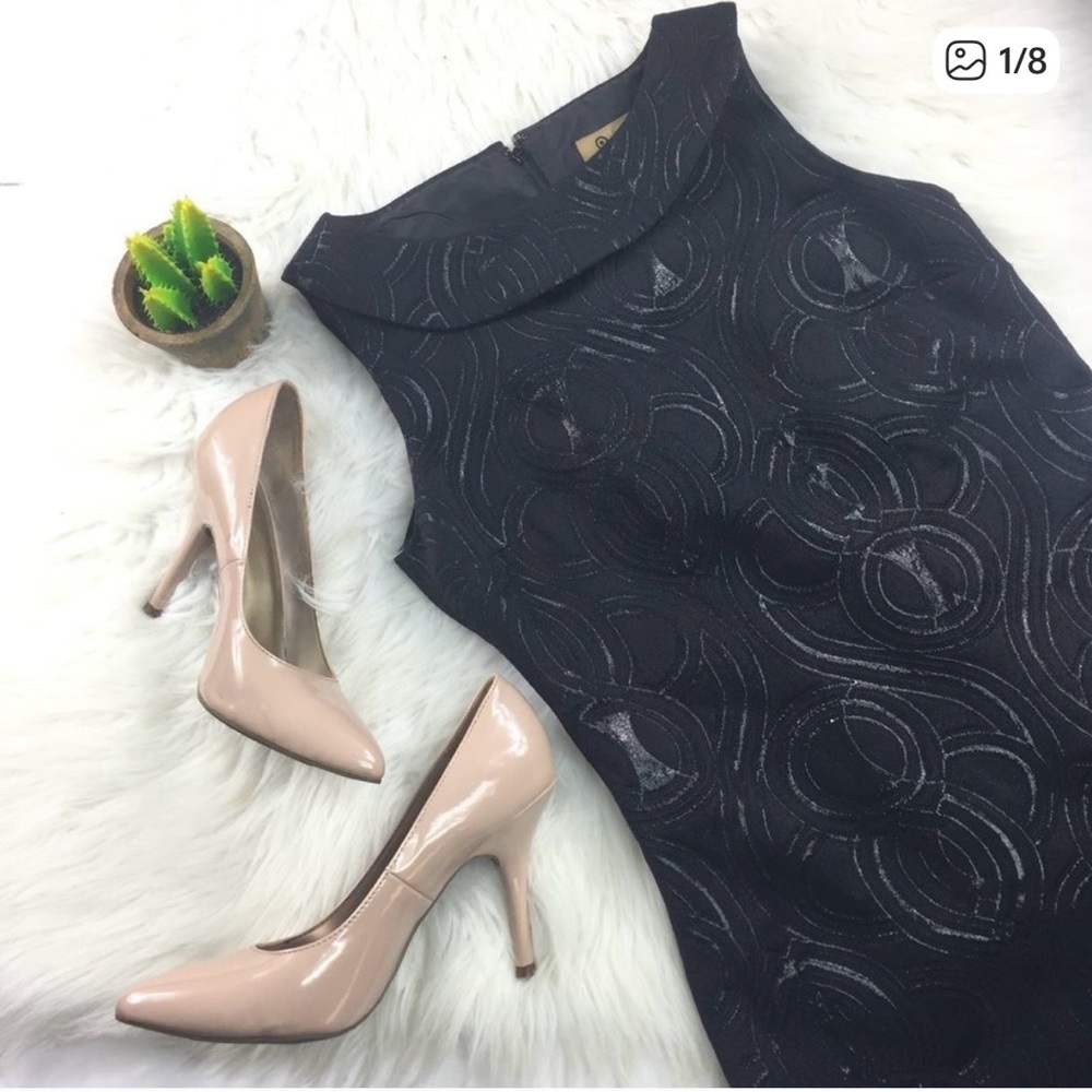 Little Black Collar Jacquard Cocktail Dress 2
